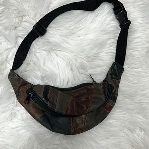 Vintage Brown Color Block Fanny Pack Belt Bag